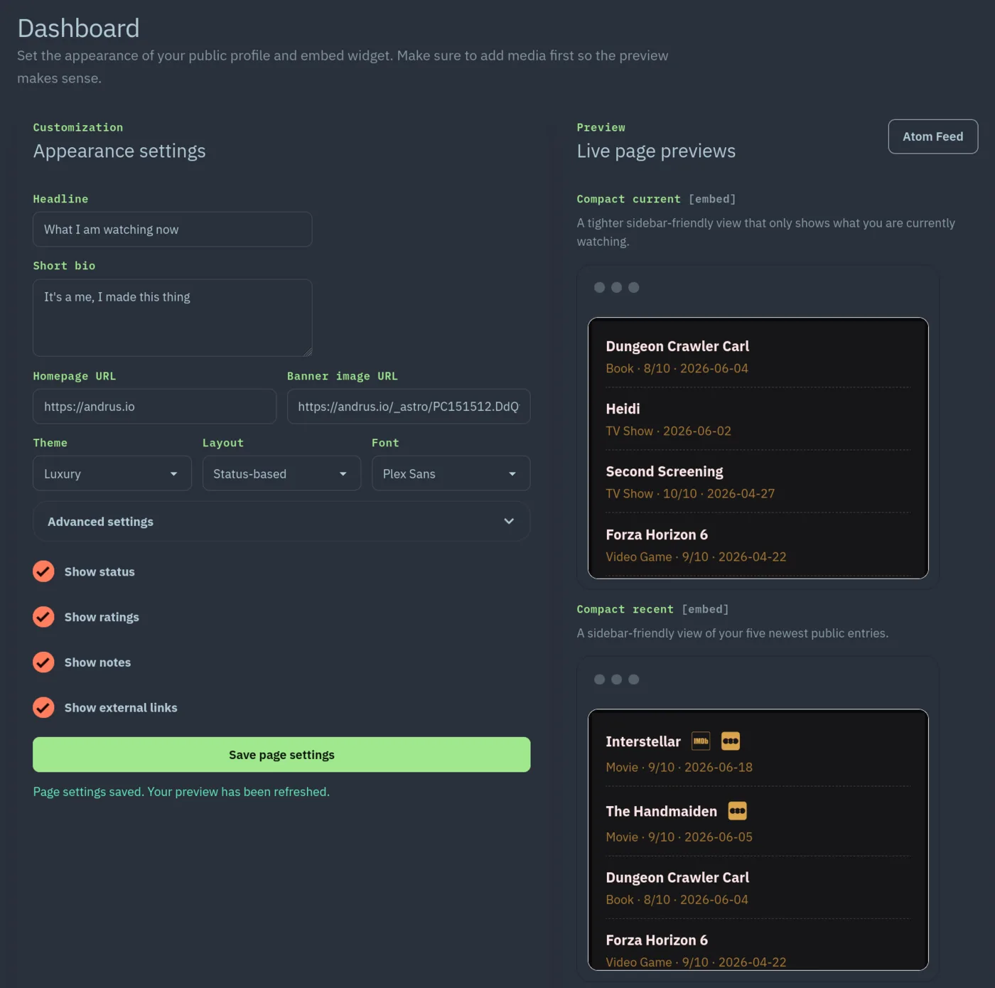 Dashboard overview