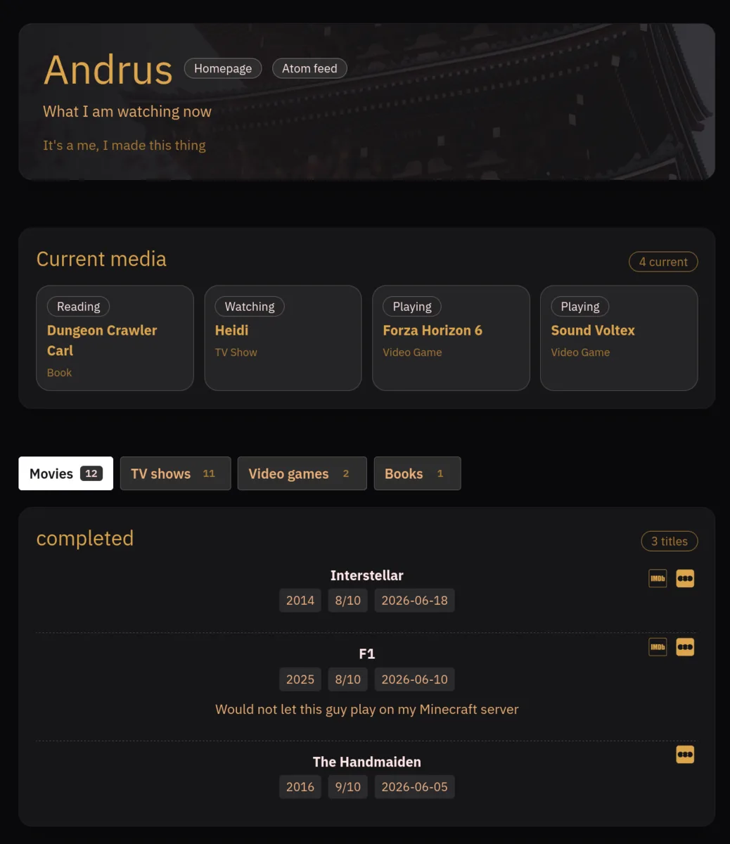 Public profile page